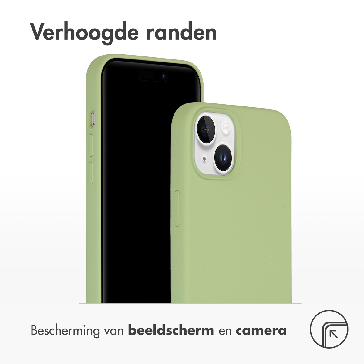 Groene telefoonhoes met telefoon erin op witte achtergrond. Tekst: 'Verhoogde randen'.