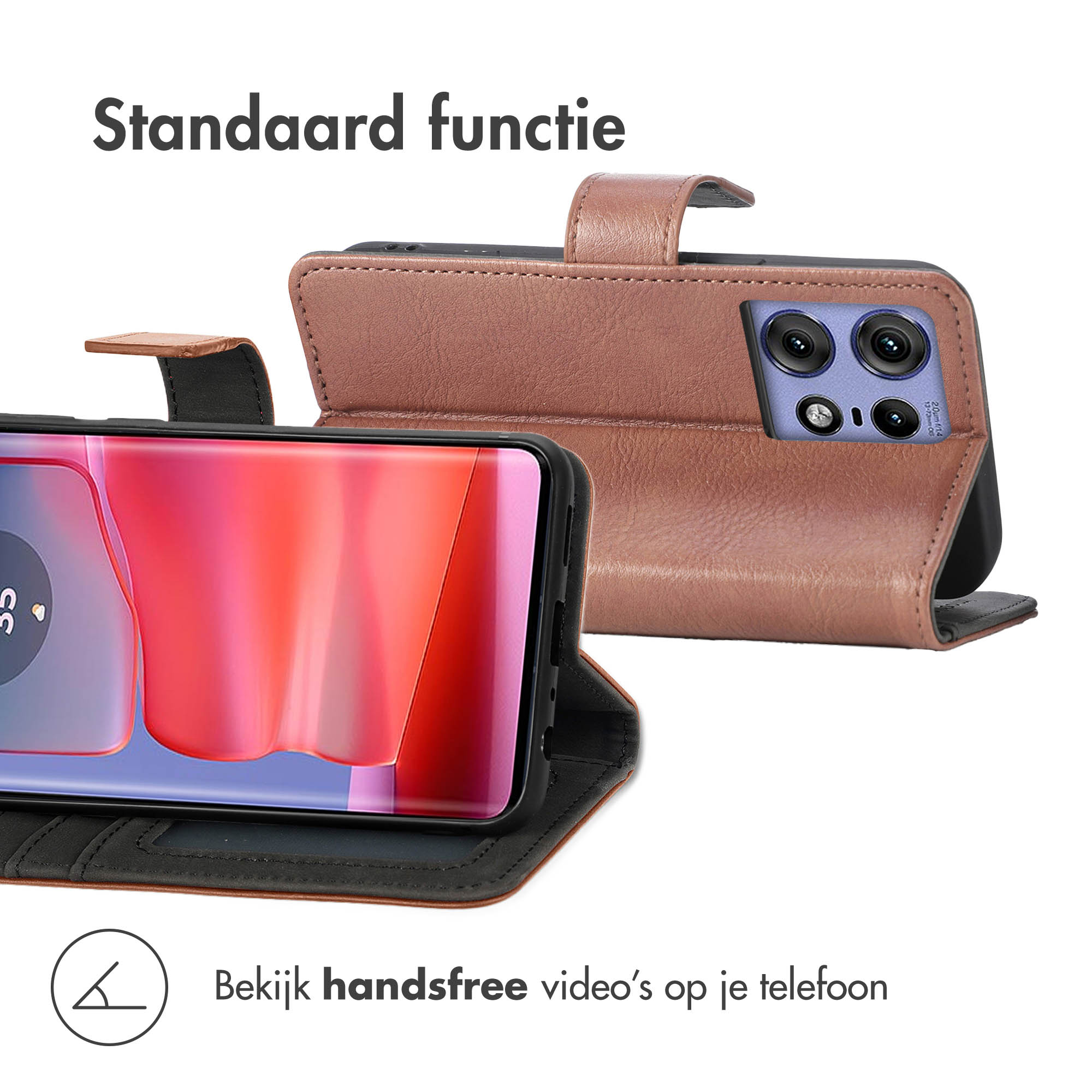 Coque de téléphone avec rabat, montrant un téléphone avec appareil photo.