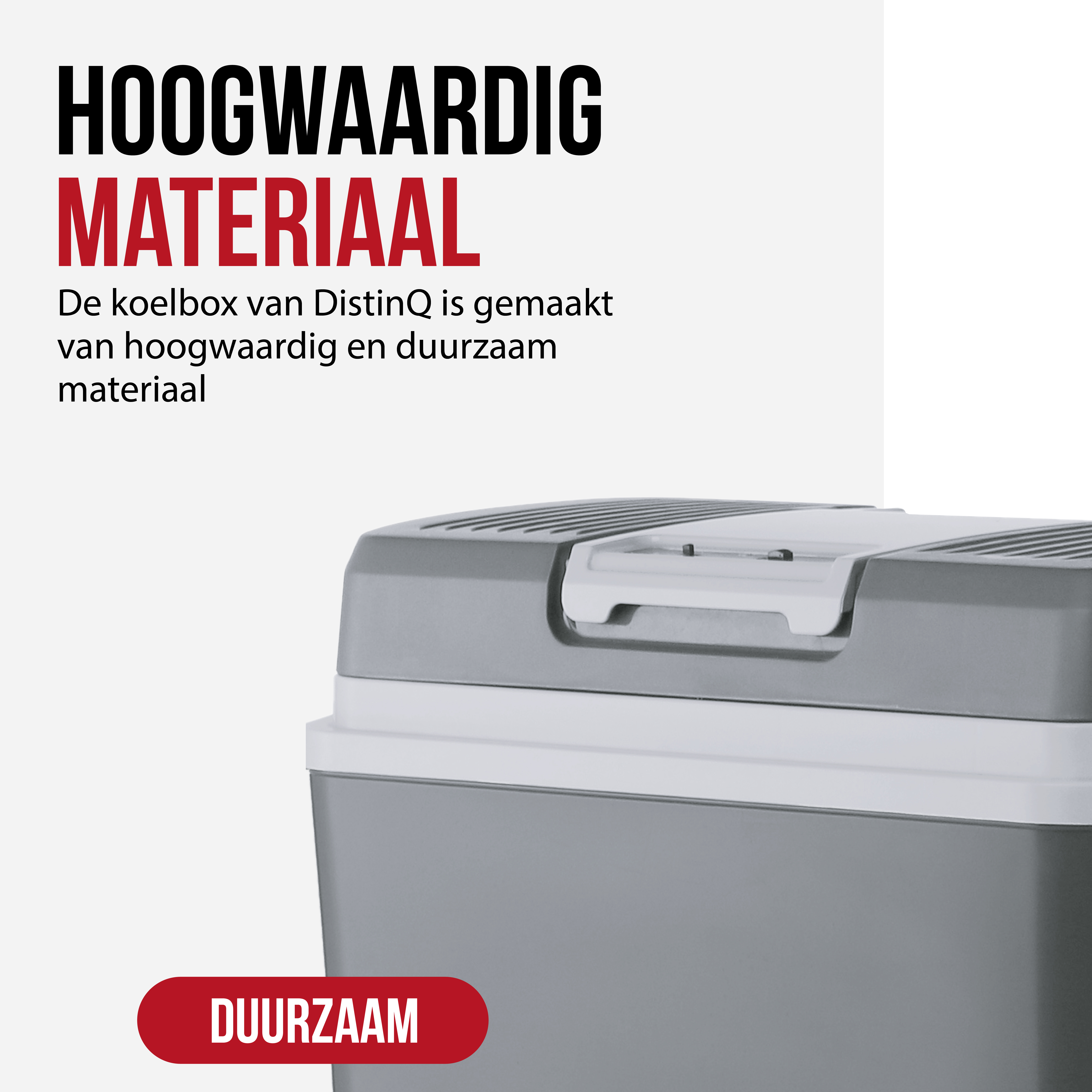 A gray cooler box with a white lid, showing a close-up of the material.