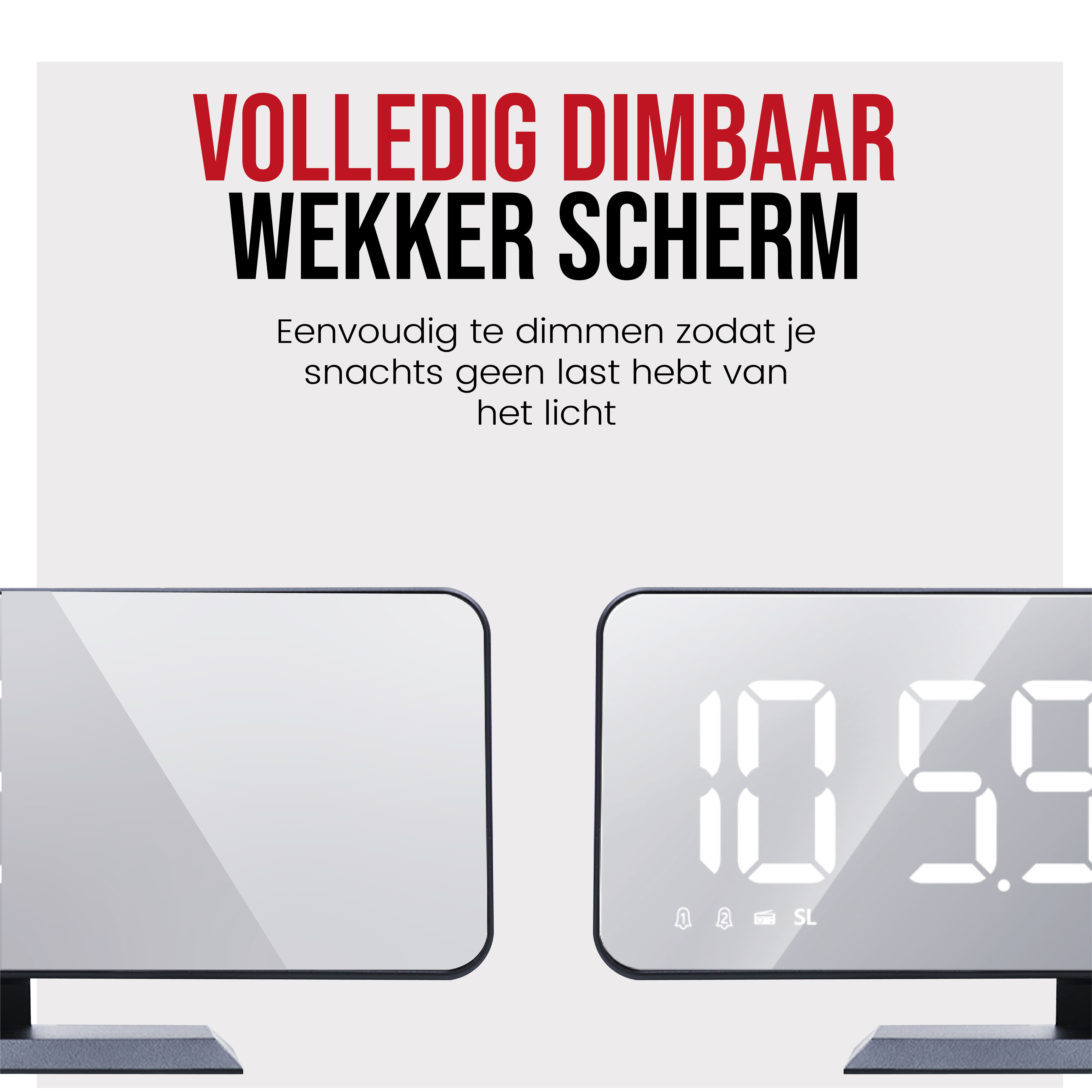 Two digital clocks with white displays, showing time and symbols.