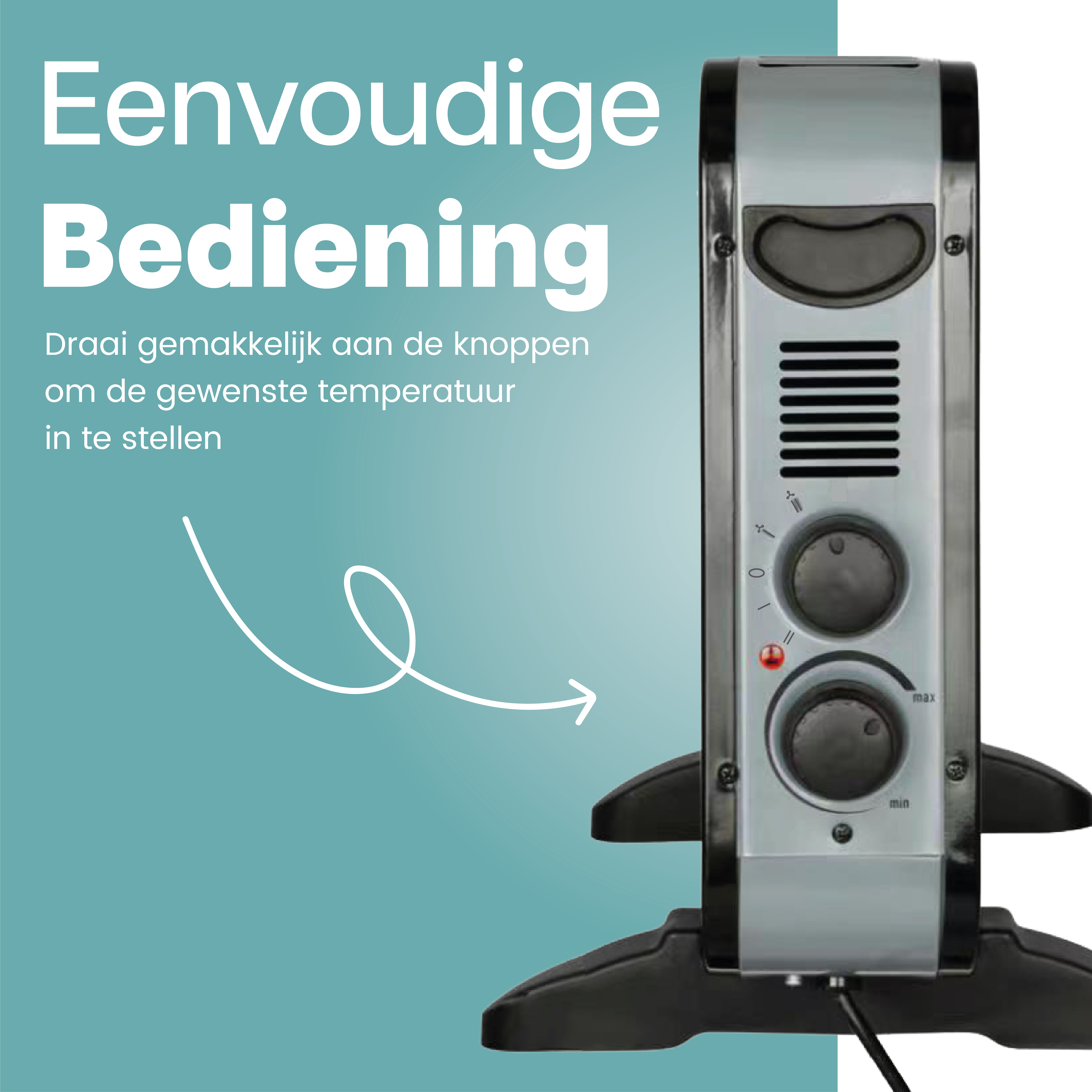 Een grijze en zwarte kachel met draaiknoppen en knoppen. Het staat op een donkere zwarte basis.