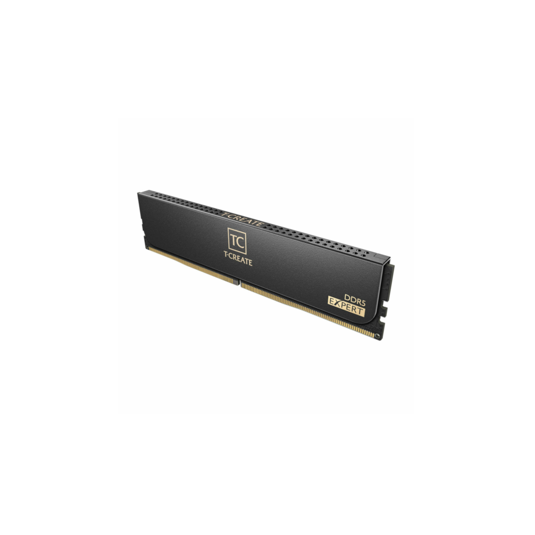 Un modulo RAM DDR5 nero. Ha il testo T-CREATE DDR5 EXPERT e il logo TC in oro.