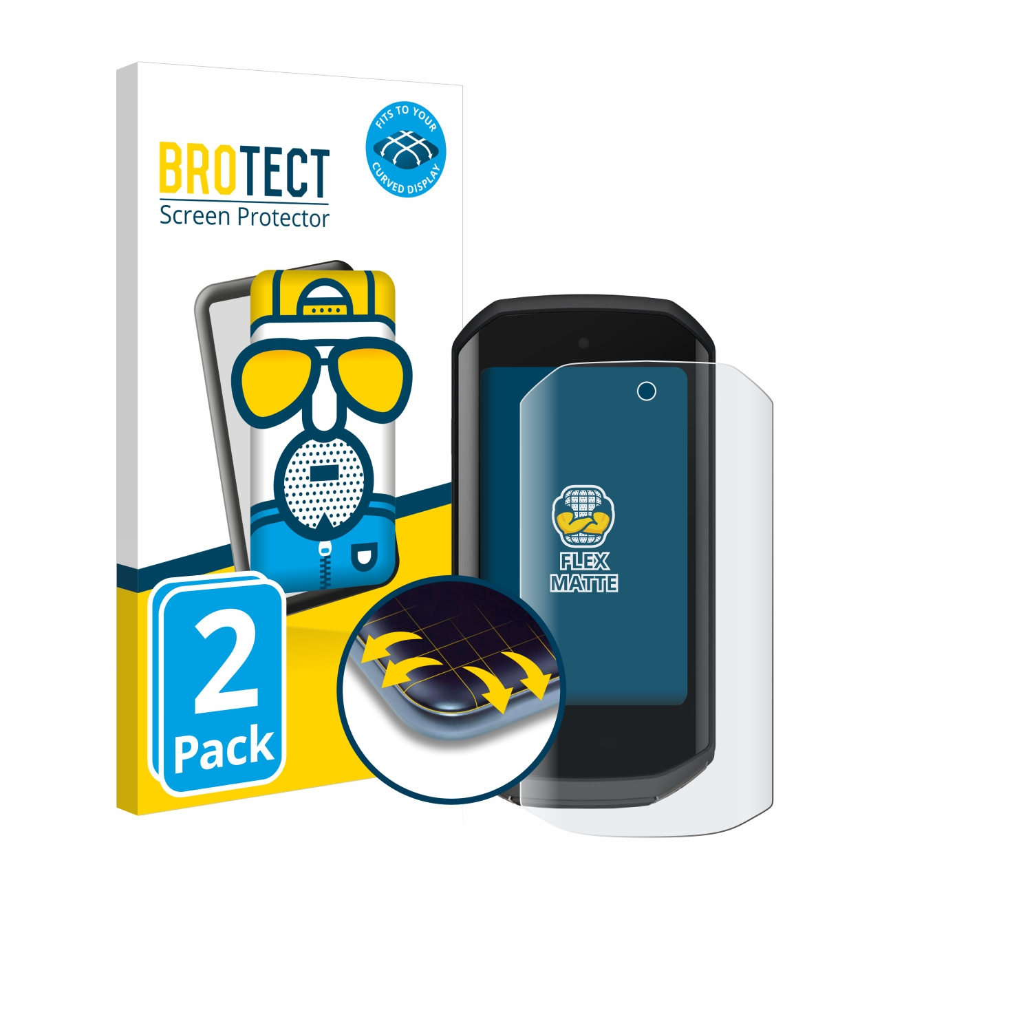 Telefon mit Displayschutz und eine Box mit einem Displayschutz.