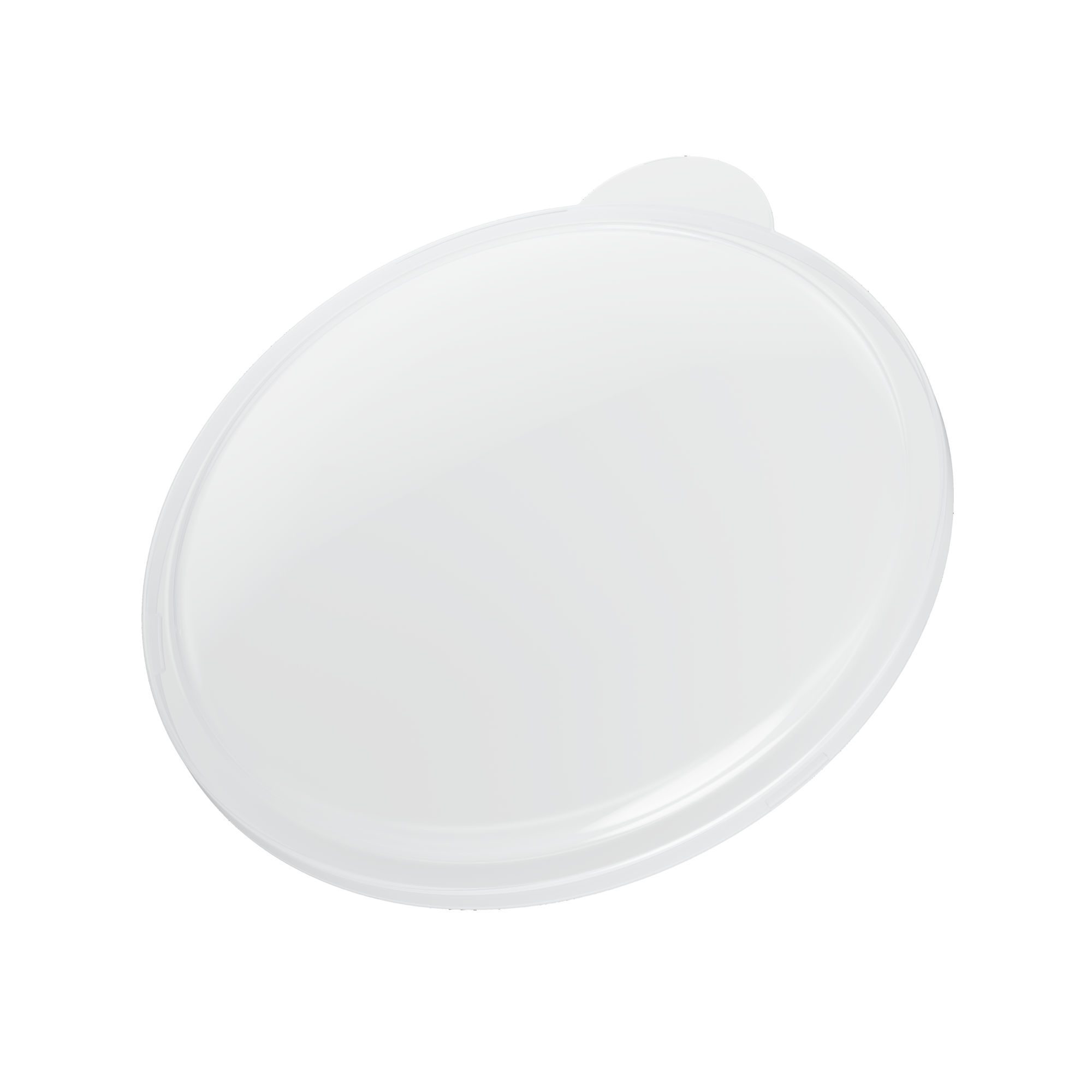 Coperchio di plastica bianco su sfondo nero.