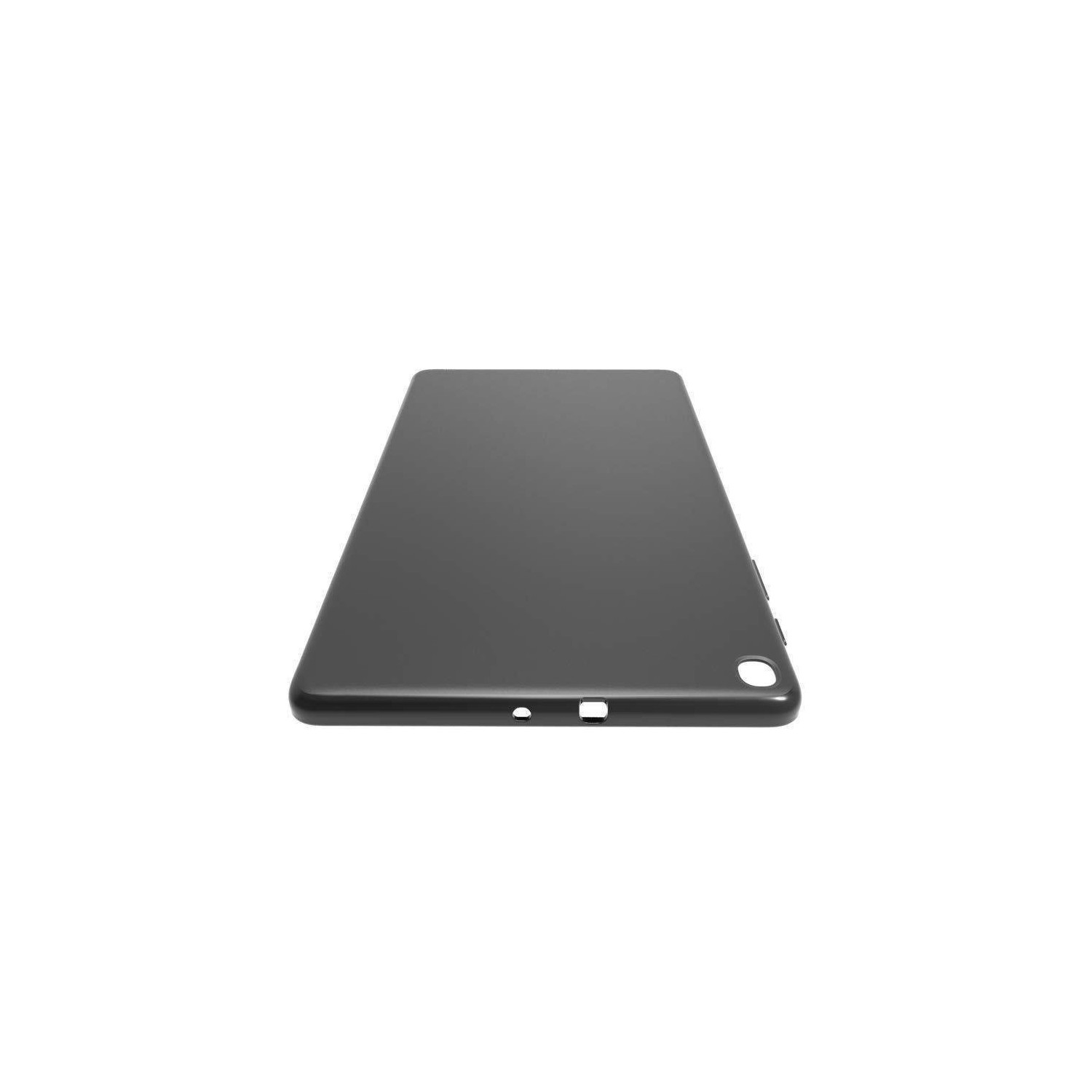 Ein schwarzes Tablet mit einer Kamera und einem Knopf.