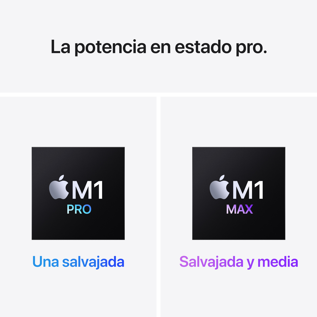 Due loghi con il logo Apple, uno con 'M1 Pro', l'altro 'M1 Max'.