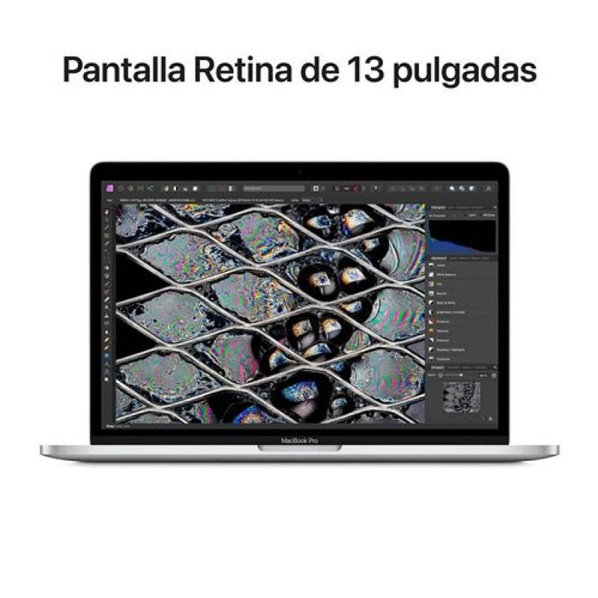 MacBook Pro con schermo che mostra un'immagine strutturata.