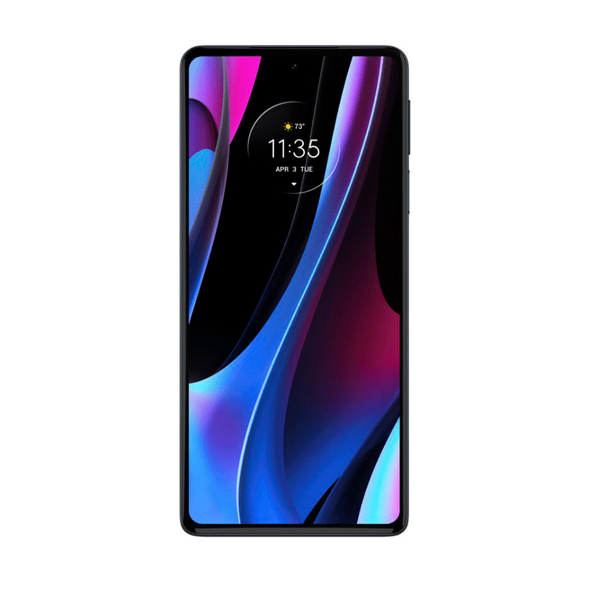 Czarny telefon z kolorowym wyświetlaczem. Godzina jest wyświetlana jako 11:35 AM.