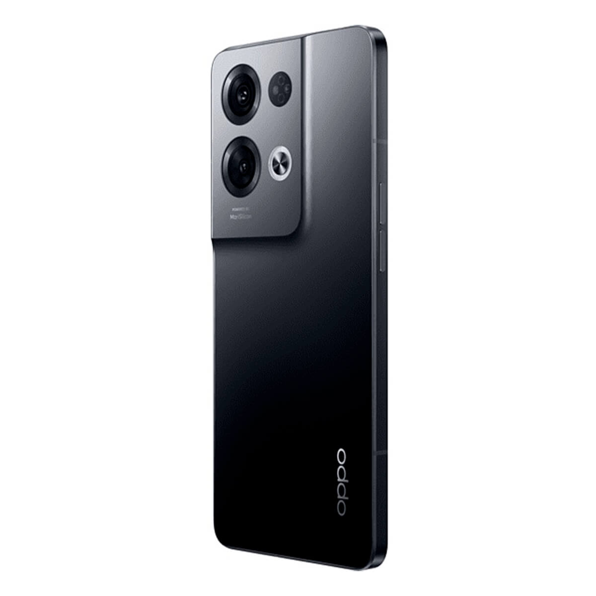 Smartphone noir avec plusieurs caméras, section supérieure grise.