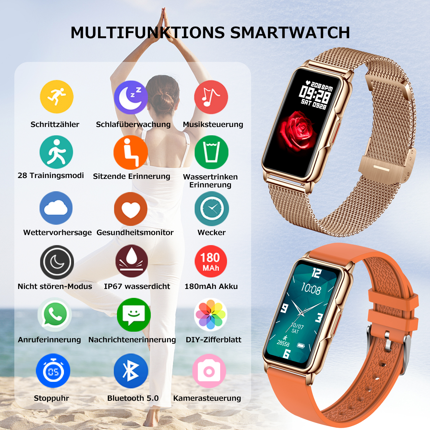 SROSS Smartwatch Damen Uhren Herren, 1,47