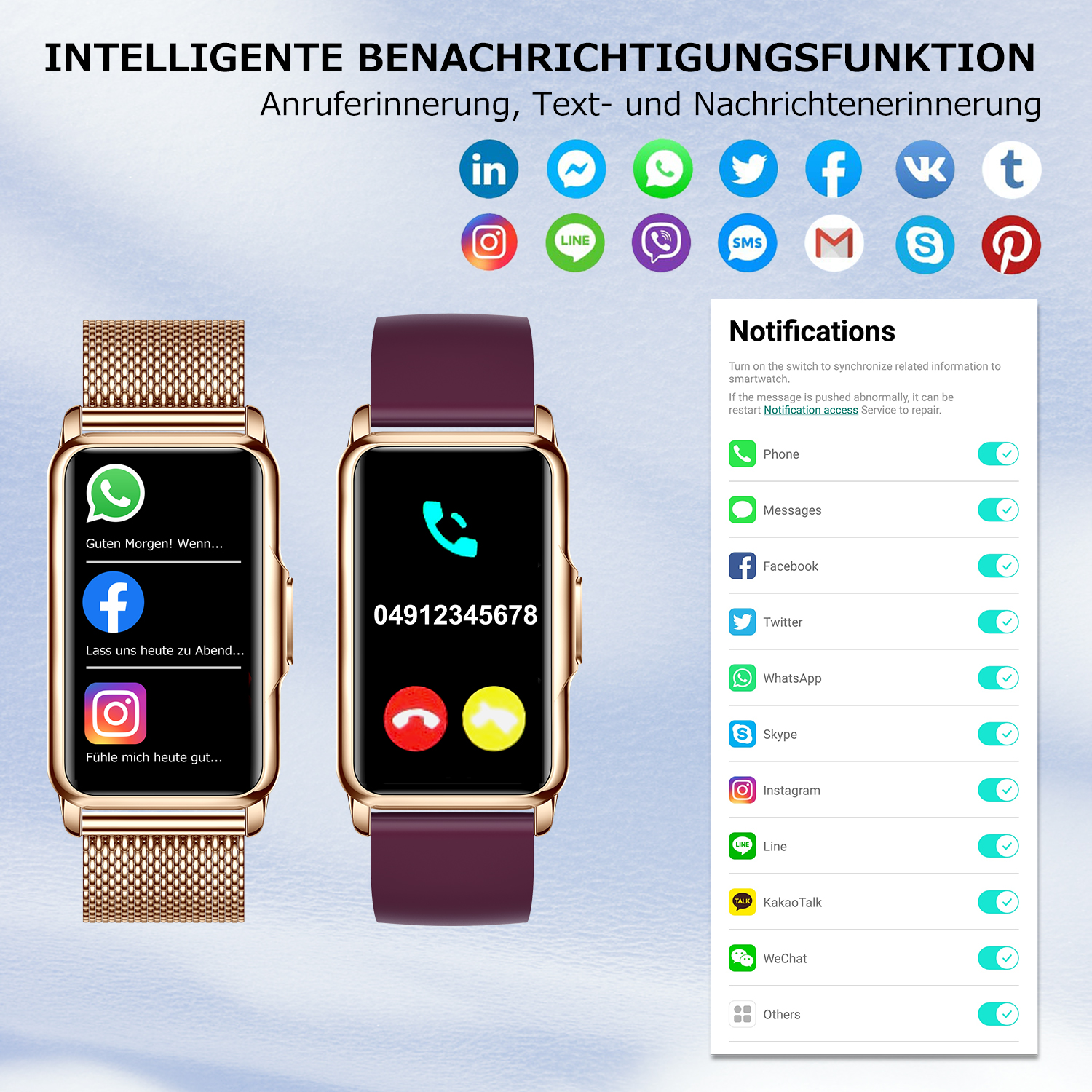 Smartwatch mit App-Benachrichtigungen.