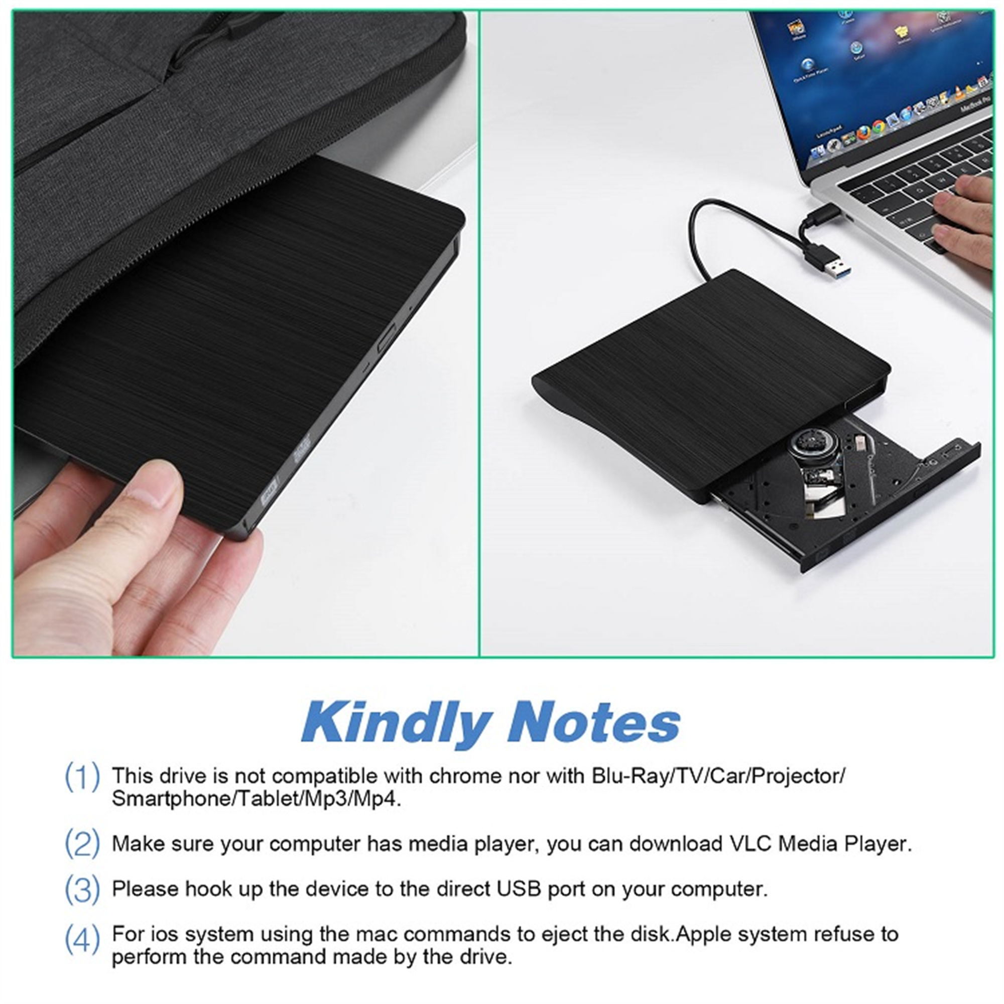 Ein schwarzes Etui mit Ohrhörern wird gezeigt. Der Deckel ist geöffnet und gibt die Ohrhörer frei.