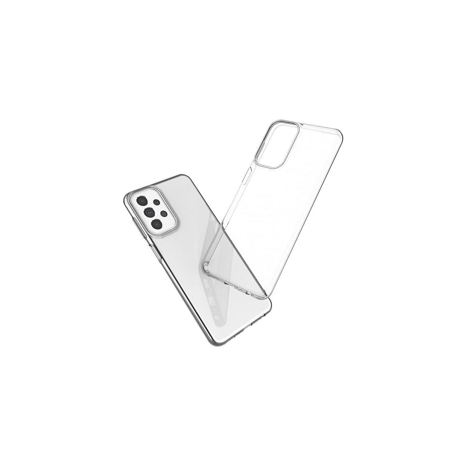 Transparente Handyhülle. Telefon mit Kamera. Weißer Hintergrund.