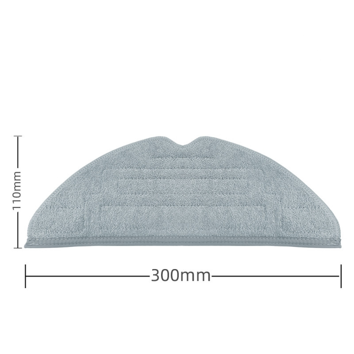 Szara nakładka do mopa o wymiarach: 110 mm wysokości i 300 mm długości. Nakładka ma unikalny kształt.