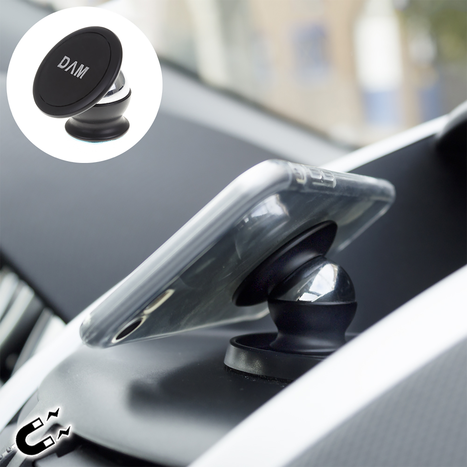 Soporte para teléfono de coche con teléfono.