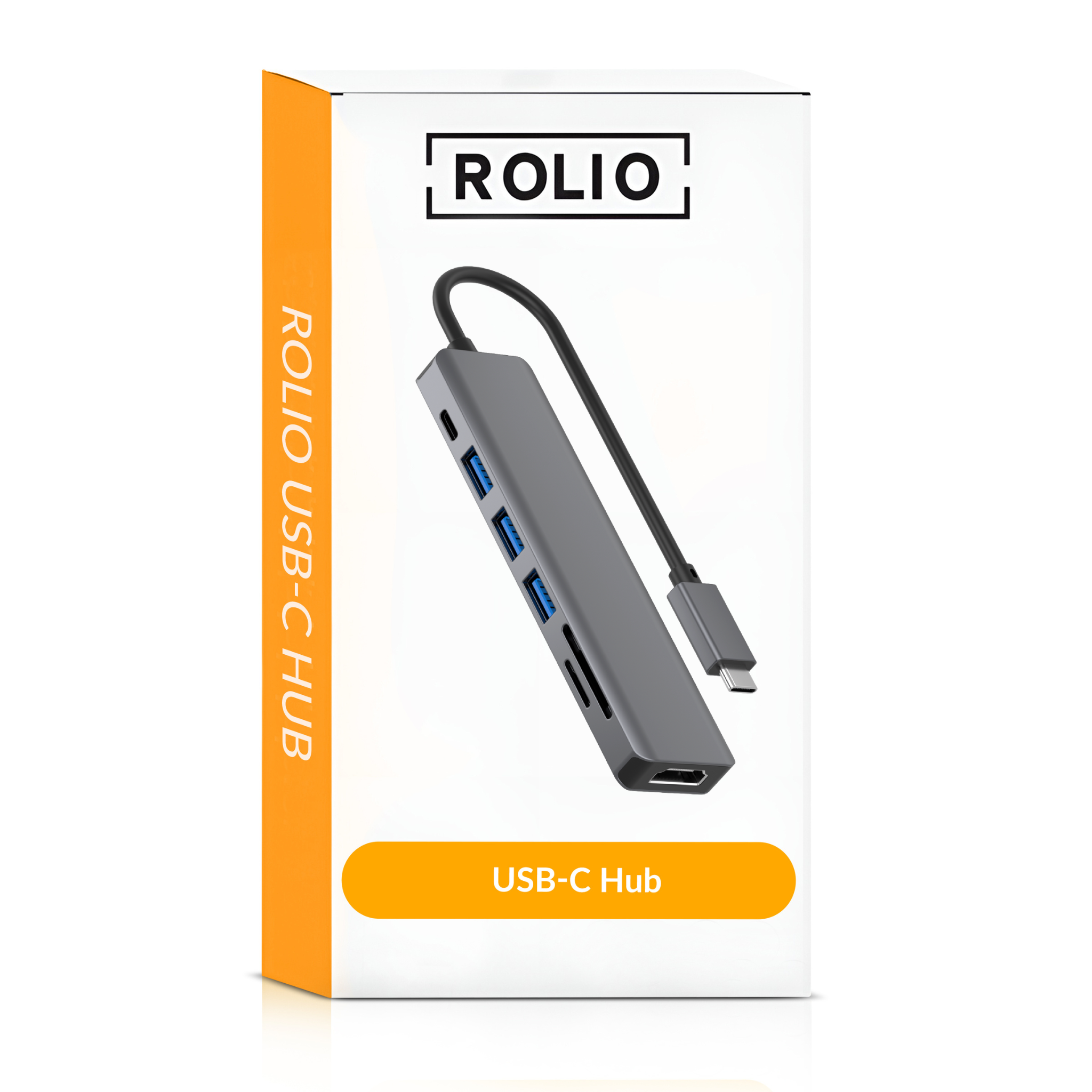 USB-C hub in een doos.