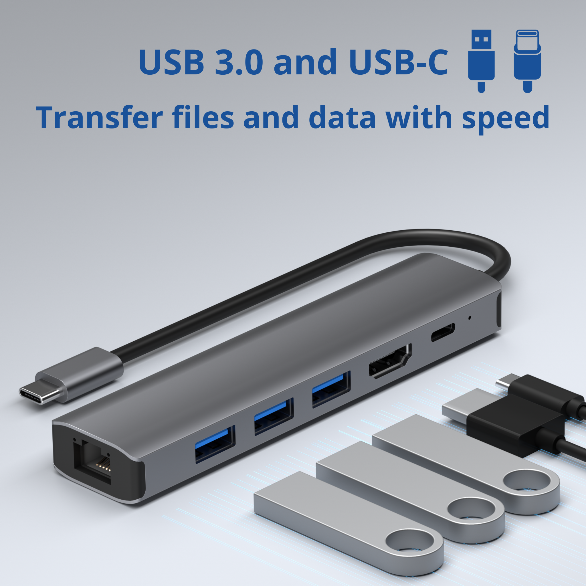 LMP 2995 Video Hub 5-Port USB-C with HDMI, USB 3.0 and USB-C - ,Space