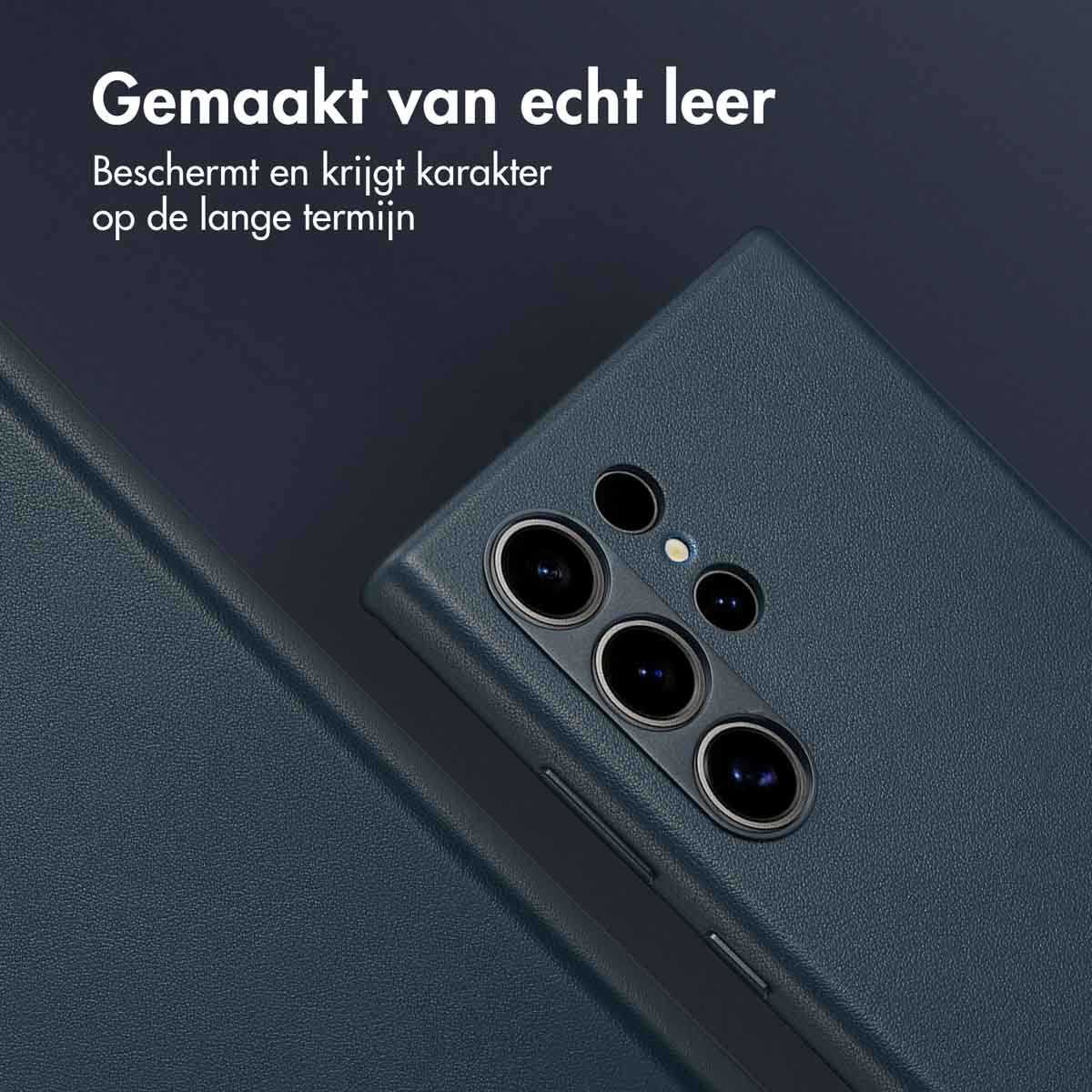 ACCEZZ MagSafe Leather Backcover - Geschikt voor Samsung Galaxy S24 Ultra - Telefoonhoesje voor Samsung Samsung Galaxy S24 Ultra Donkerblauw