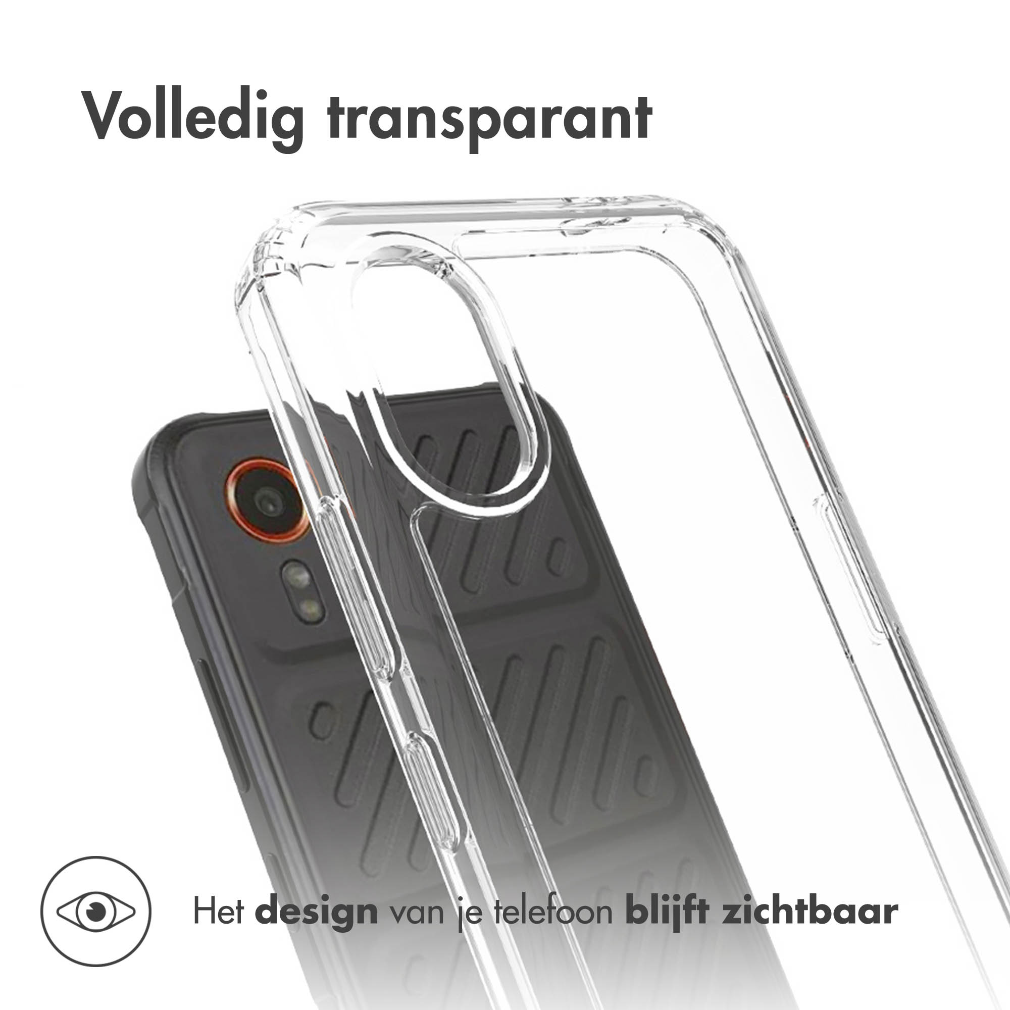 Una custodia trasparente per telefono su un telefono nero, con una copertura trasparente.