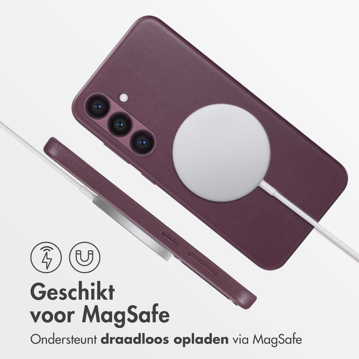 ACCEZZ MagSafe Leather Backcover - Geschikt voor Samsung Galaxy S24 Plus - Telefoonhoesje voor Samsung Samsung Galaxy S24 Plus Paars