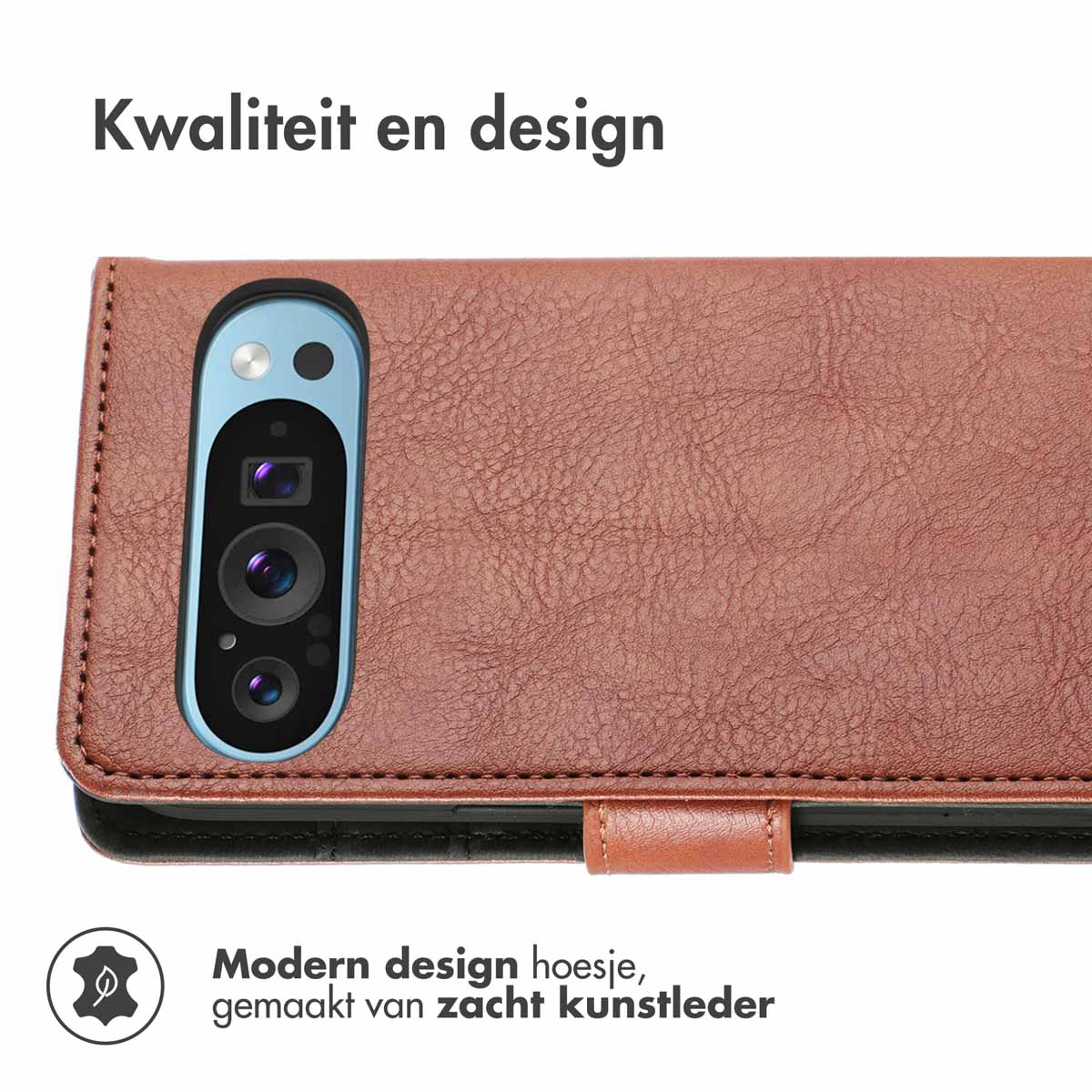 IMOSHION Coque folio compatible avec Google Pixel 9 Pro XL Étui de Téléphone voor Google Google Pixel 9 Pro XL Marron