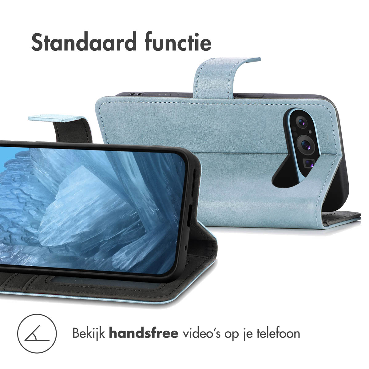IMOSHION Coque folio compatible avec Google Pixel 9 Pro XL Étui de Téléphone voor Google Google Pixel 9 Pro XL Bleu clair