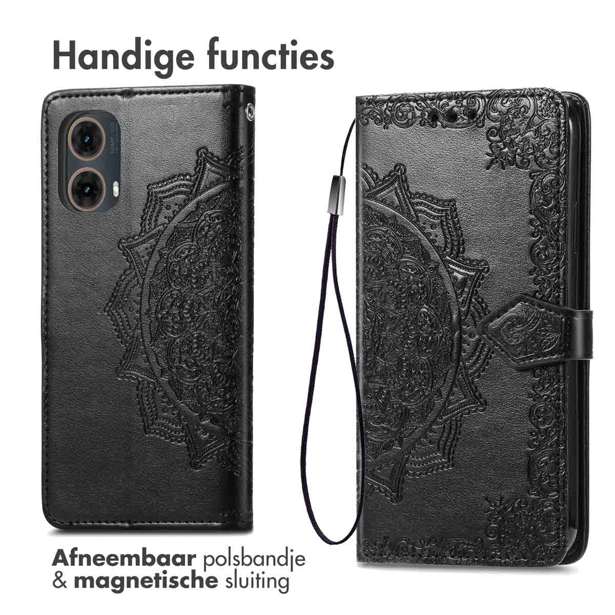 IMOSHION Custodia port carte  Mandala adatta per Motorola Moto G85 Cover per Moto G85, Nero
