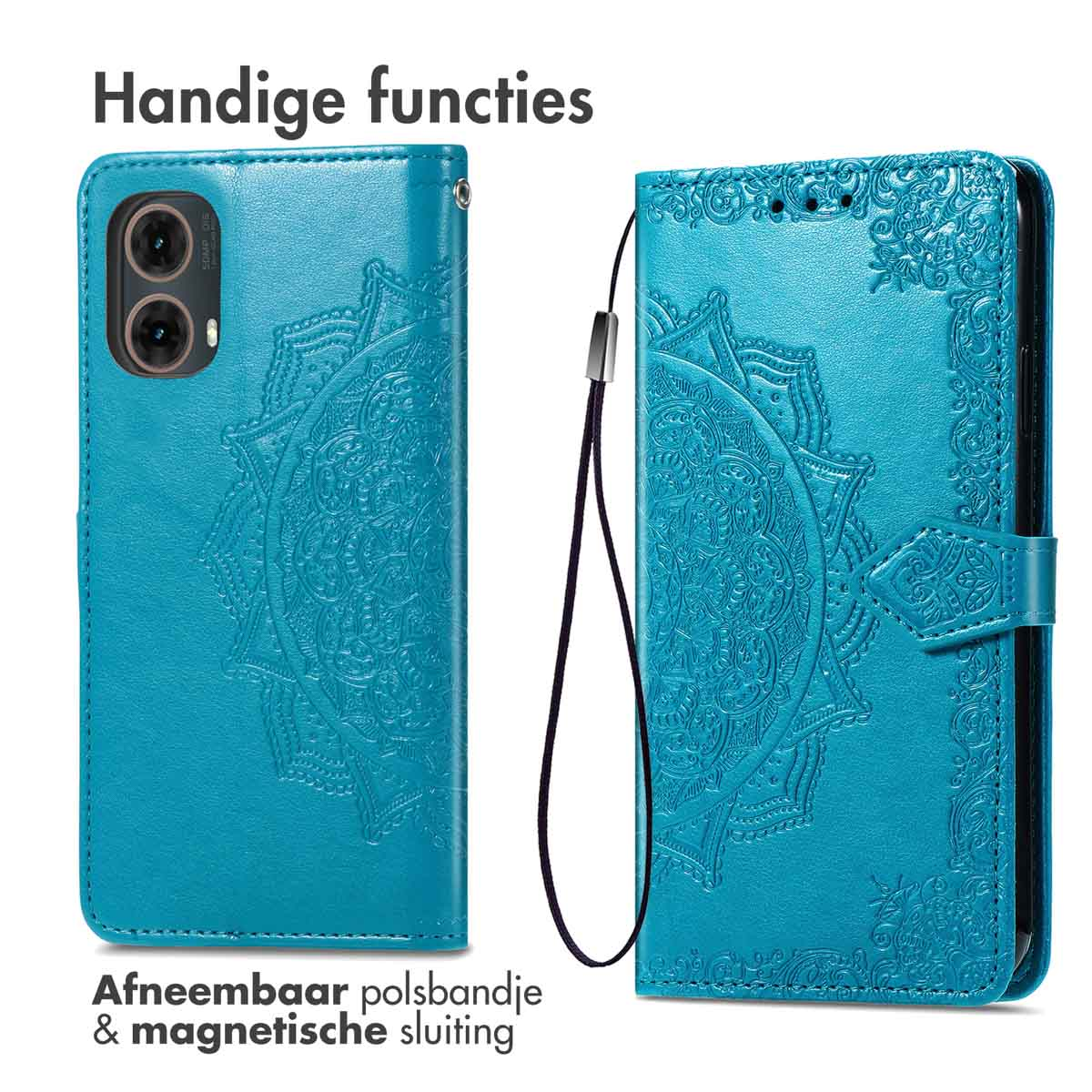 IMOSHION Custodia port carte  Mandala adatta per Motorola Moto G85 Cover per Moto G85, Turchese