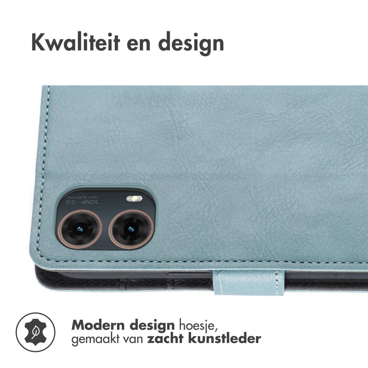 IMOSHION Luxe Bookcase - Geschikt voor Motorola Moto G85 - Telefoonhoesje voor Motorola Motorola Moto G85 Lichtblauw