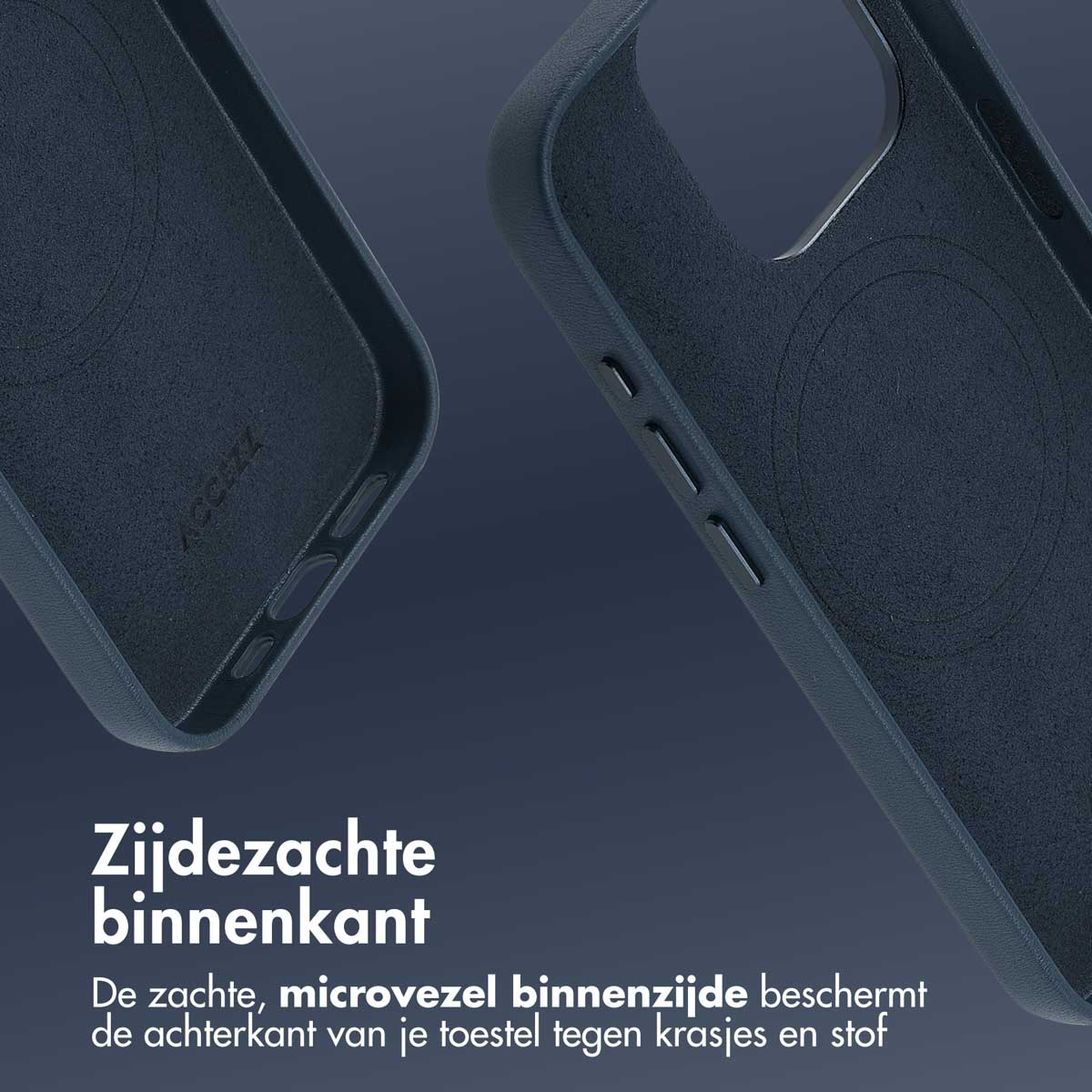 ACCEZZ MagSafe Leather Backcover, Full Cover, Apple, iPhone 15 Pro, Dunkelblau