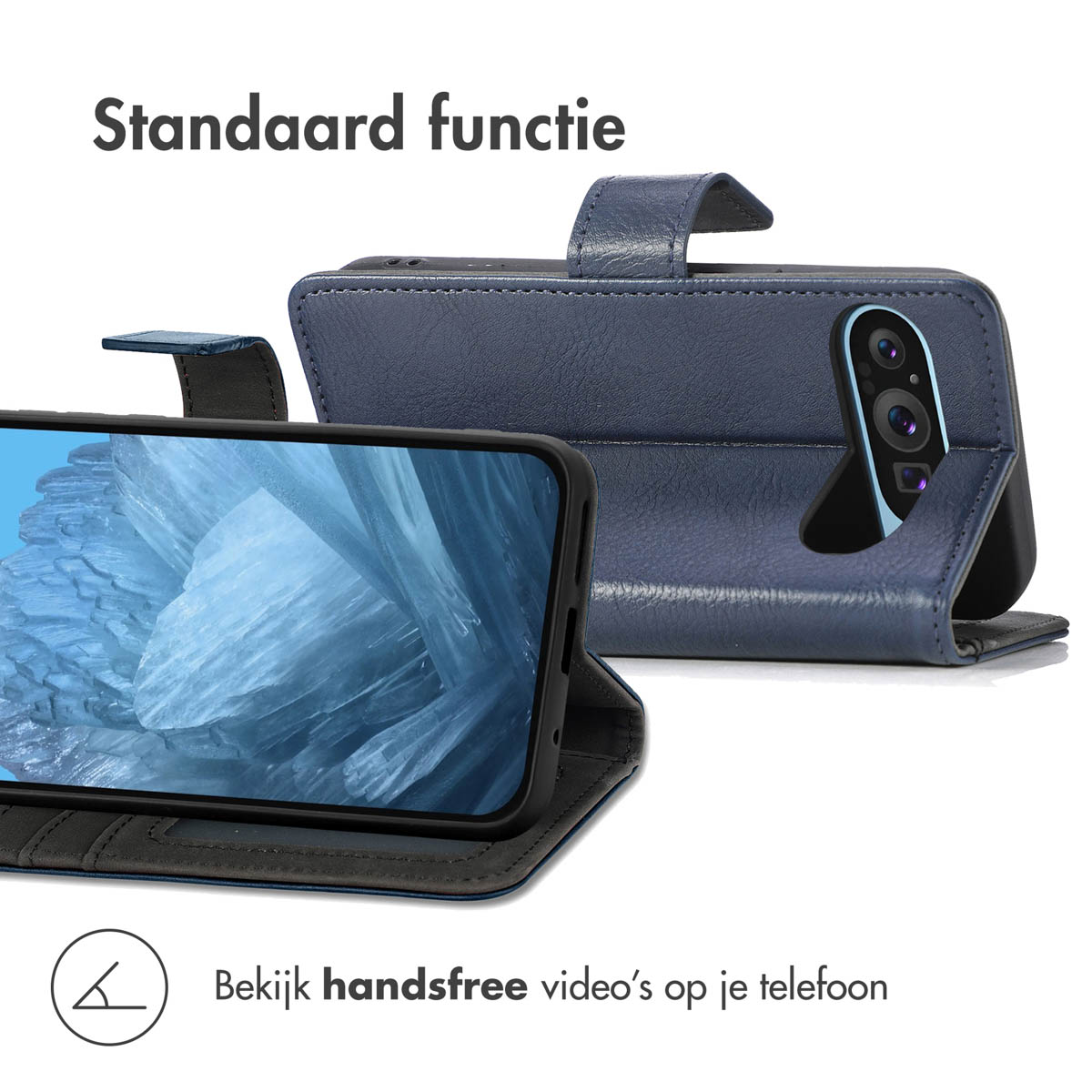 IMOSHION Coque folio compatible avec Google Pixel 9 Pro XL Étui de Téléphone voor Google Google Pixel 9 Pro XL Bleu foncé
