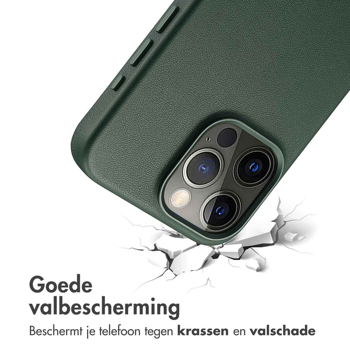 ACCEZZ MagSafe Leather Backcover - Geschikt voor Apple iPhone 15 Pro Max - Telefoonhoesje voor Apple iPhone 15 Pro Max Donkergroen