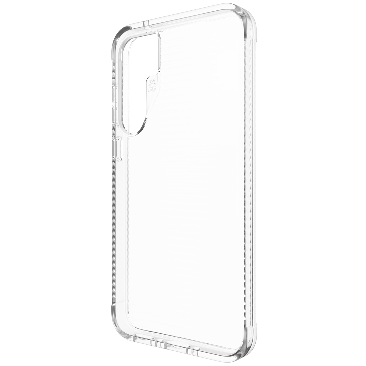 Coque de téléphone transparente. Transparente, avec découpes pour caméra et boutons. Claire.