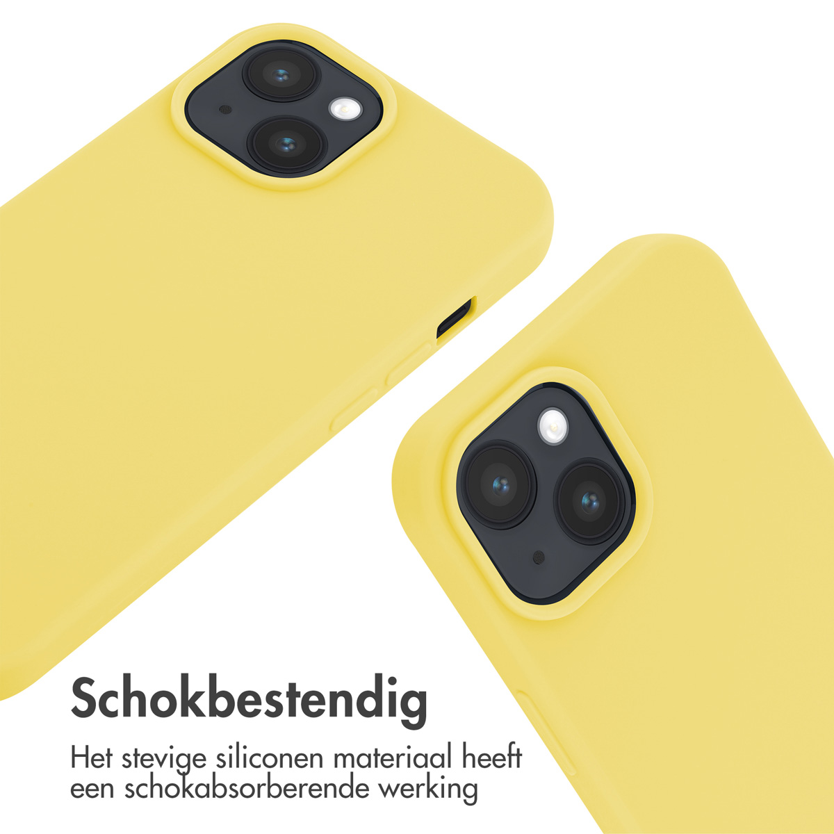 Zwei gelbe Handyhüllen mit Kameras sind zu sehen, eine über der anderen.