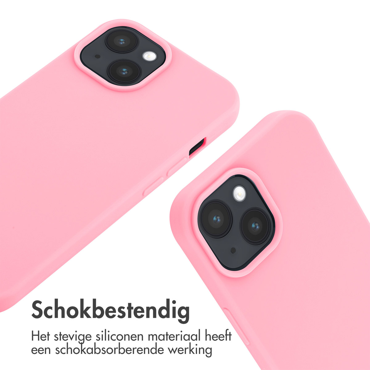 Zwei rosa Handyhüllen. Eine im Fokus, die Kameradetails zeigt. Weißer Hintergrund.
