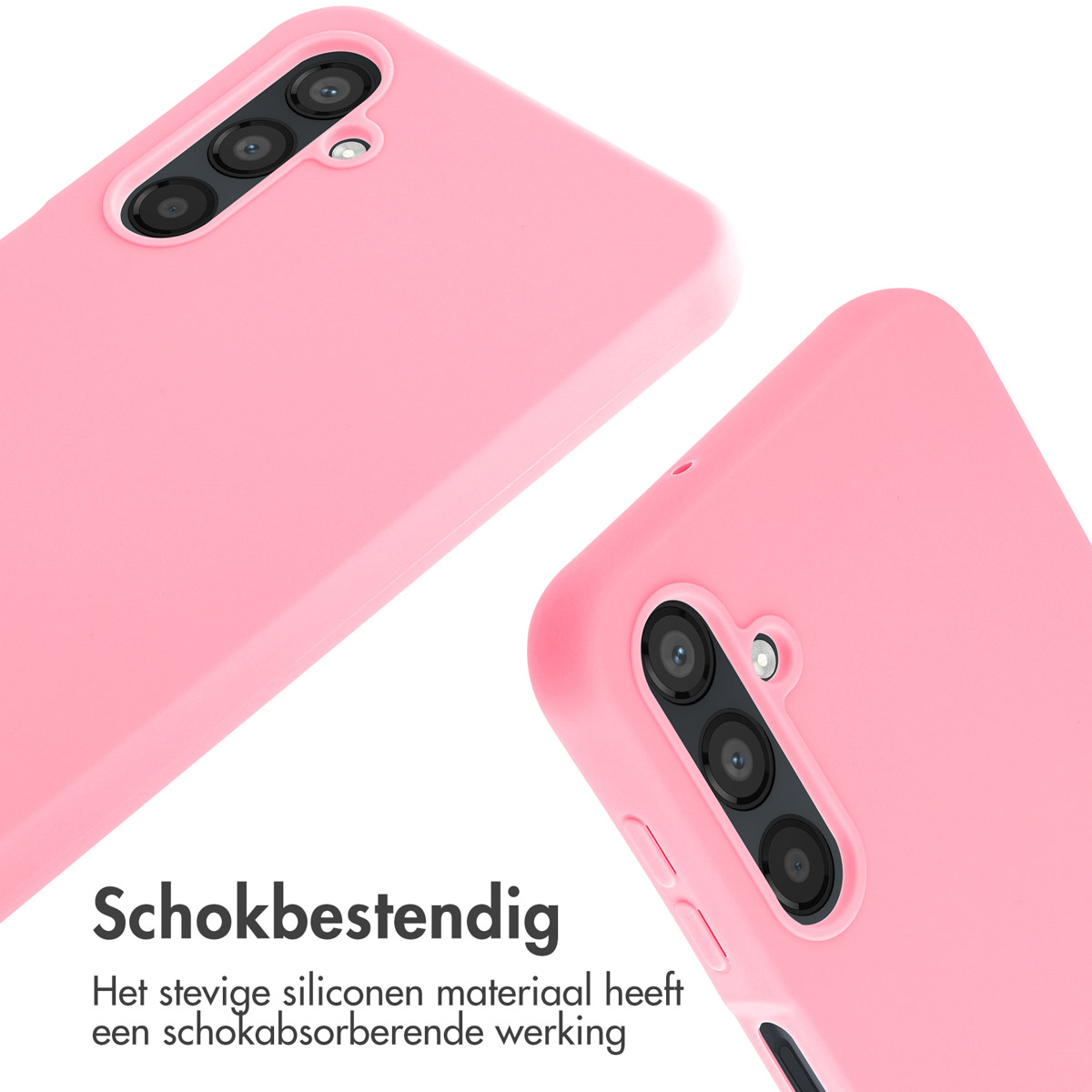 Deux coques de téléphone roses sur fond blanc.