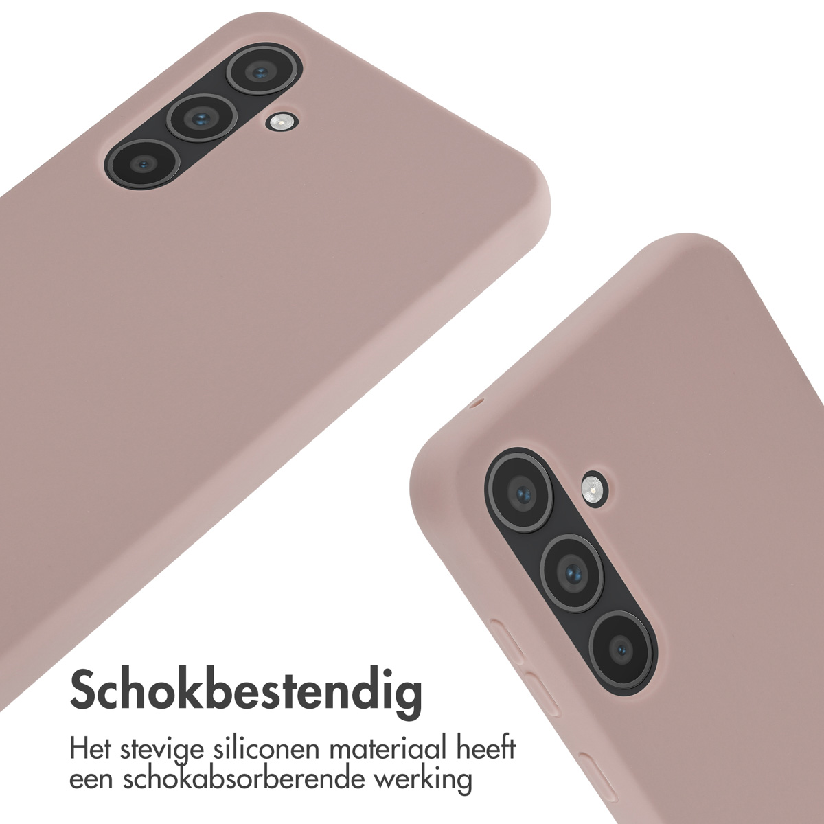 Twee telefoonhoesjes, roze. Hoesjes zijn schuin om de camera en het ontwerp van de telefoon te benadrukken.