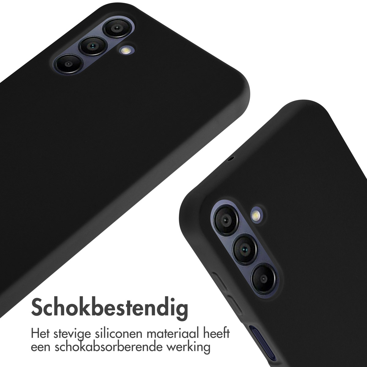 Twee zwarte telefoonhoesjes. De telefooncamera's zijn zichtbaar.