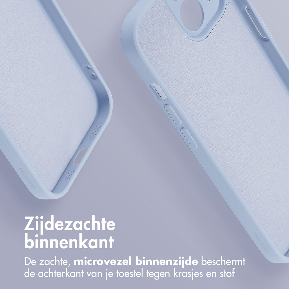 Two blue phone cases from an angle. The inside is light blue.