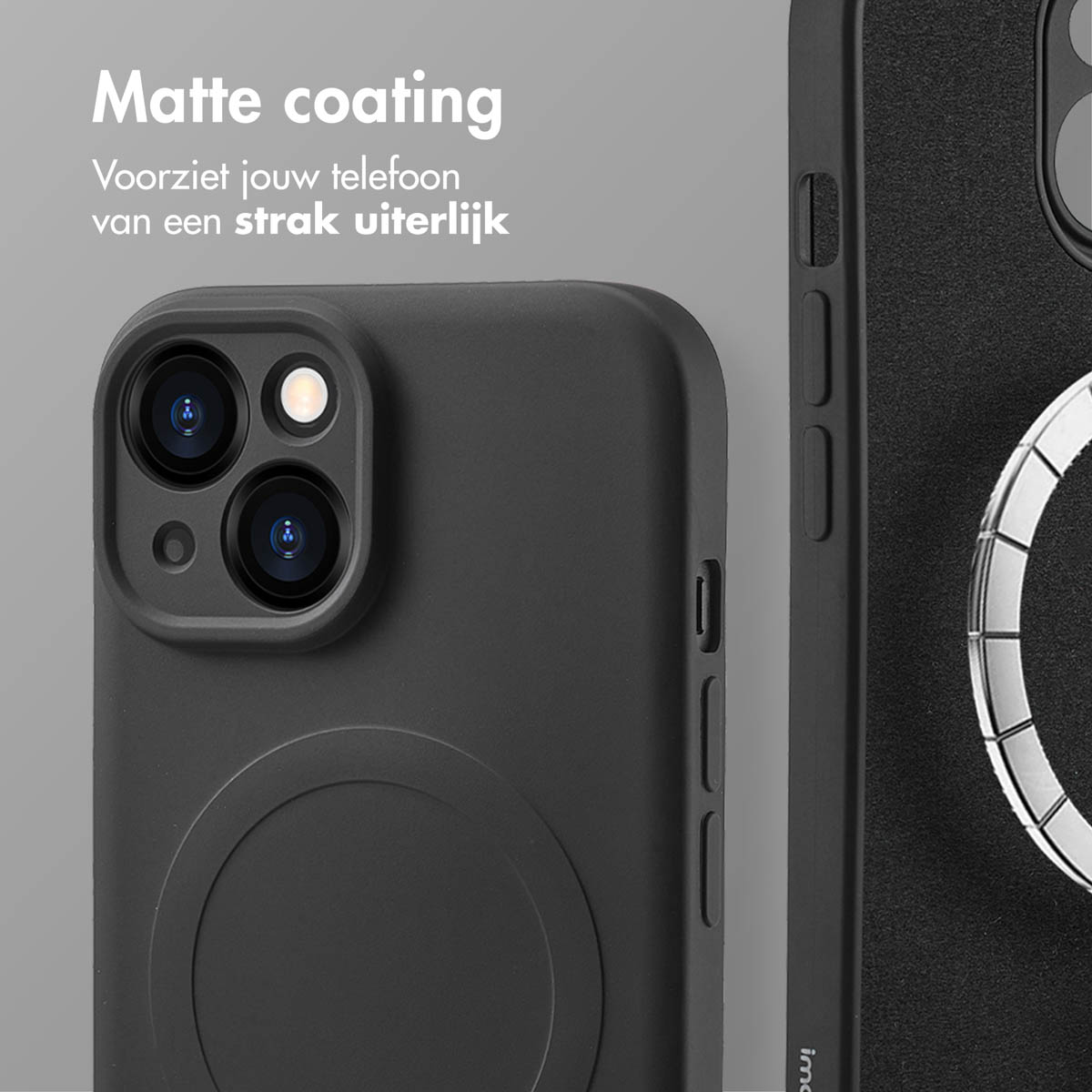 Black phone case with camera cutouts. Another case is next to it.