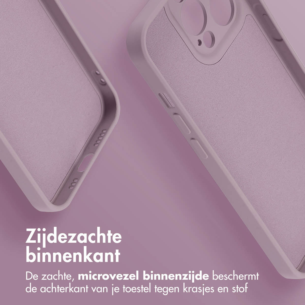 Twee telefoonhoesjes. Eén heeft een zachte binnenkant. De andere heeft een matte afwerking.
