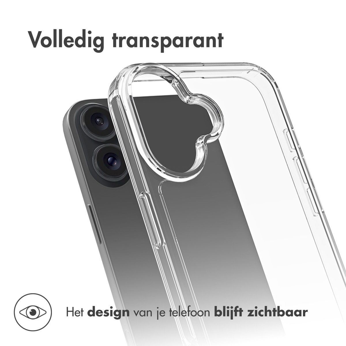 Custodia trasparente su un telefono. Il design del telefono rimane visibile.