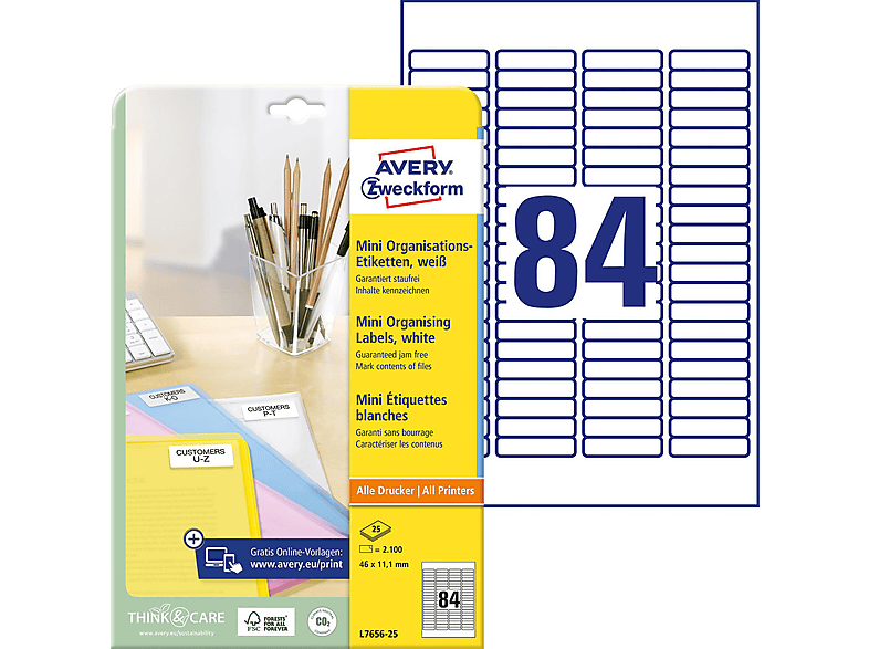 Avery Zweckform-Etichette, 46 X 11,1 Mm, Colore: Bianco - 8