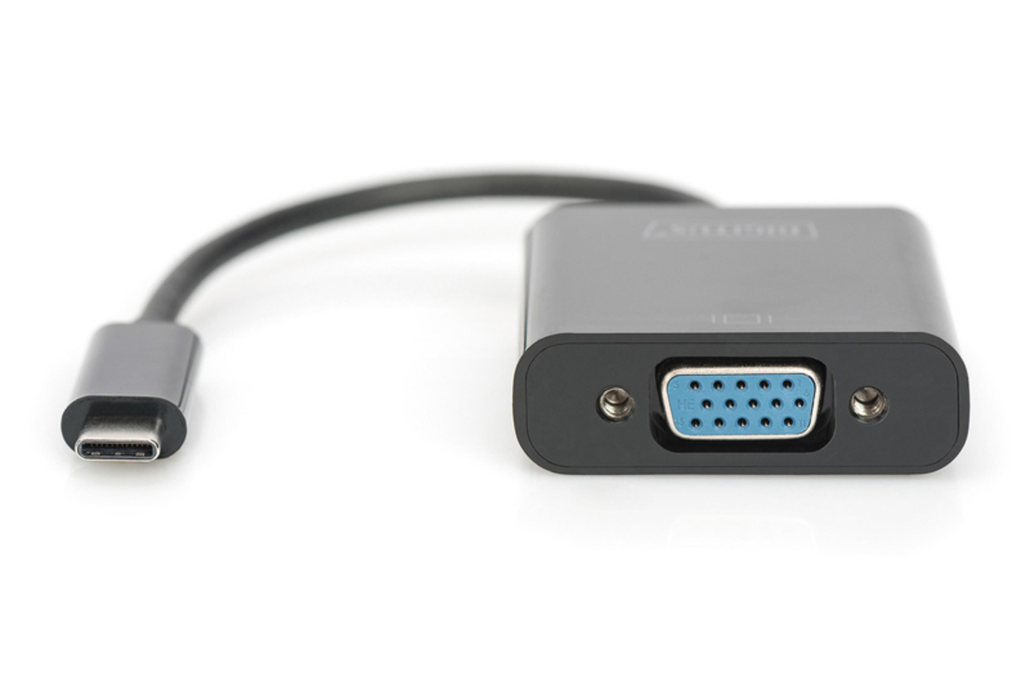 USB-C-zu-VGA-Adapter auf Weiß.