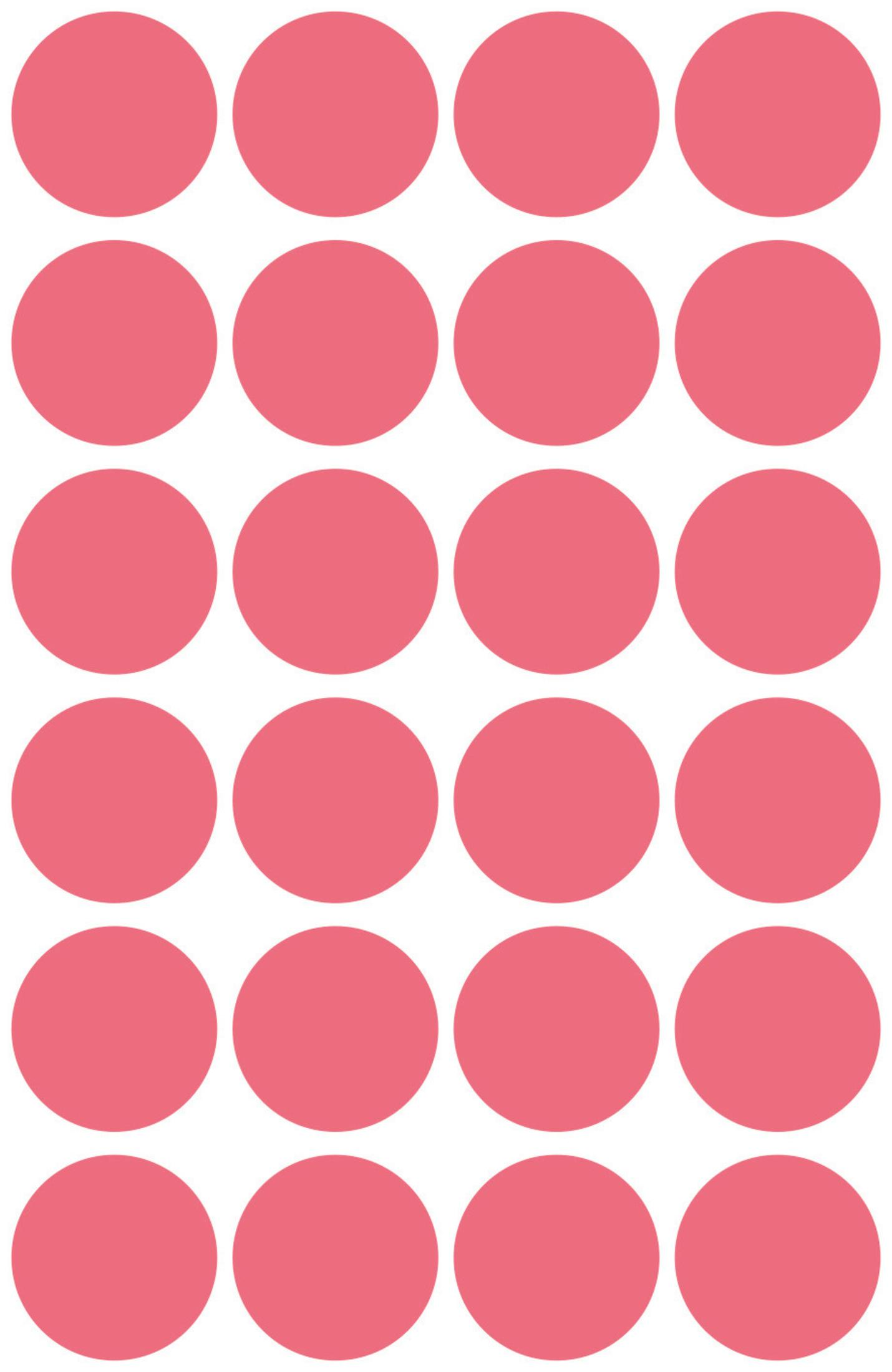 Blatt mit pinkfarbenen Kreisen auf weißem Hintergrund. Die Kreise sind gleichmäßig verteilt und identisch.