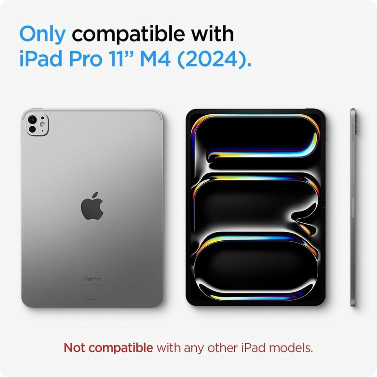 iPad Pro e custodia. Custodia nera con supporto. Testo: solo modelli compatibili.