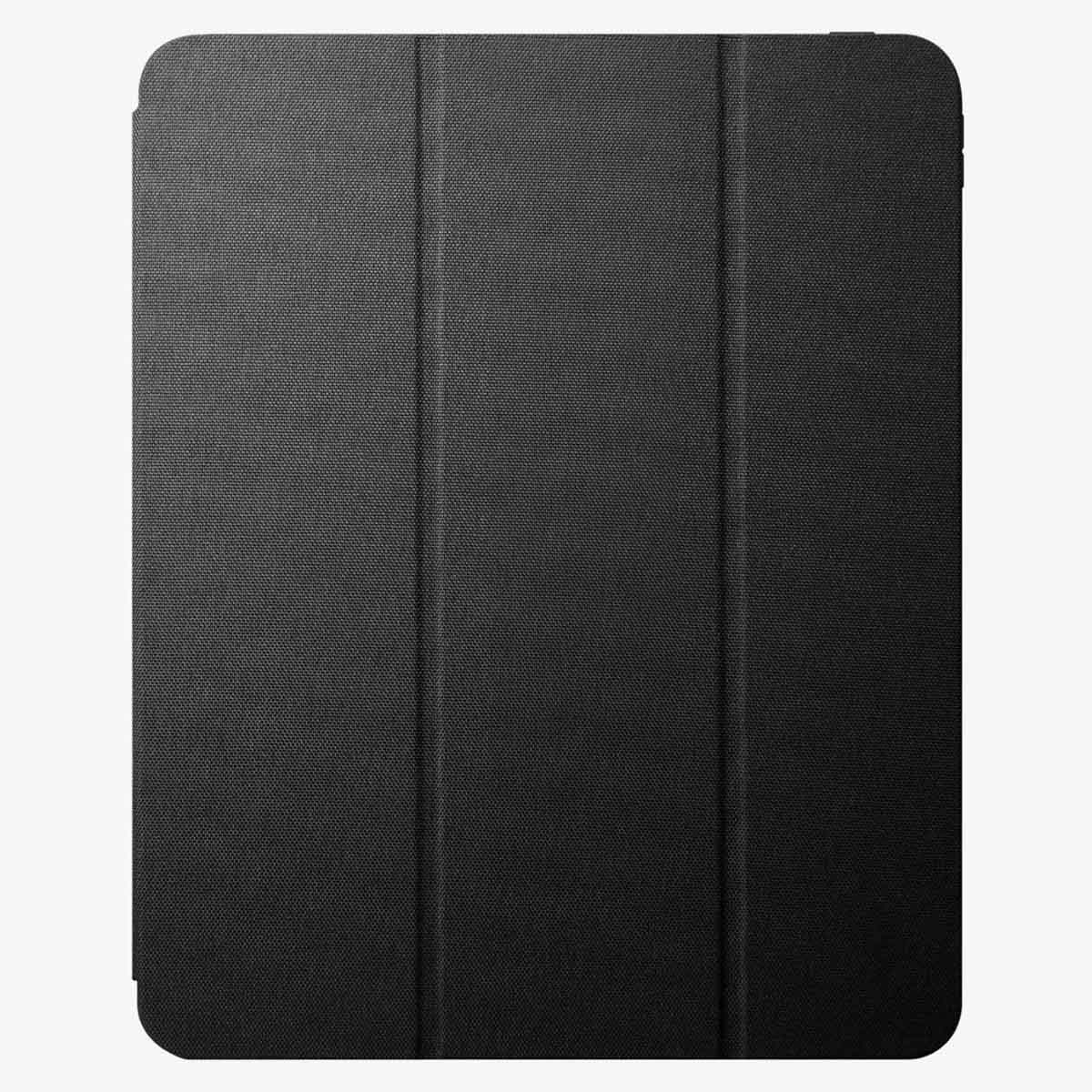 Housse noire texturée pour une tablette.