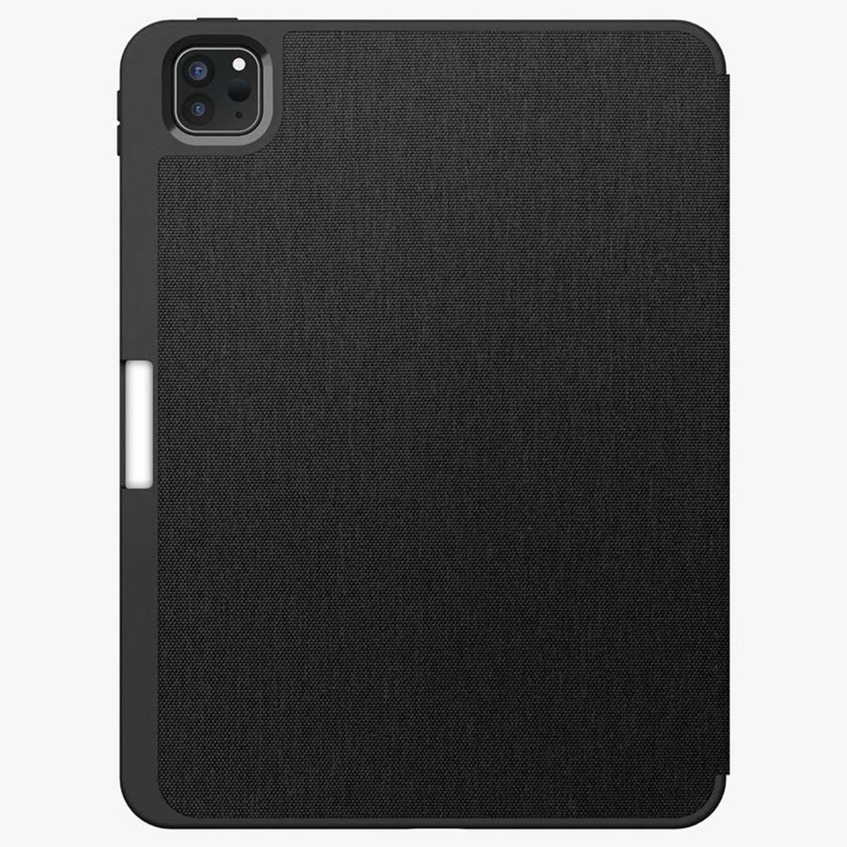 Black tablet cover with camera and a white border.