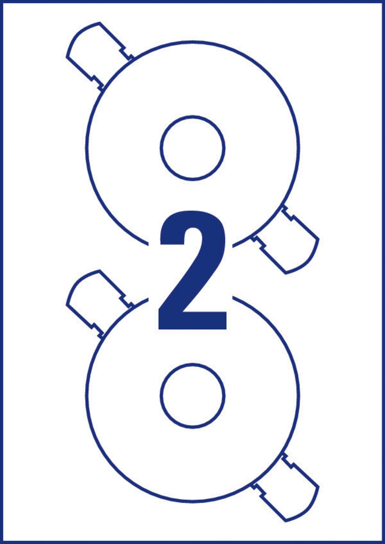 Blau-weißes Diagramm mit zwei Kreisen, jeweils mit einem kleineren Kreis darin, und der Zahl '2'.