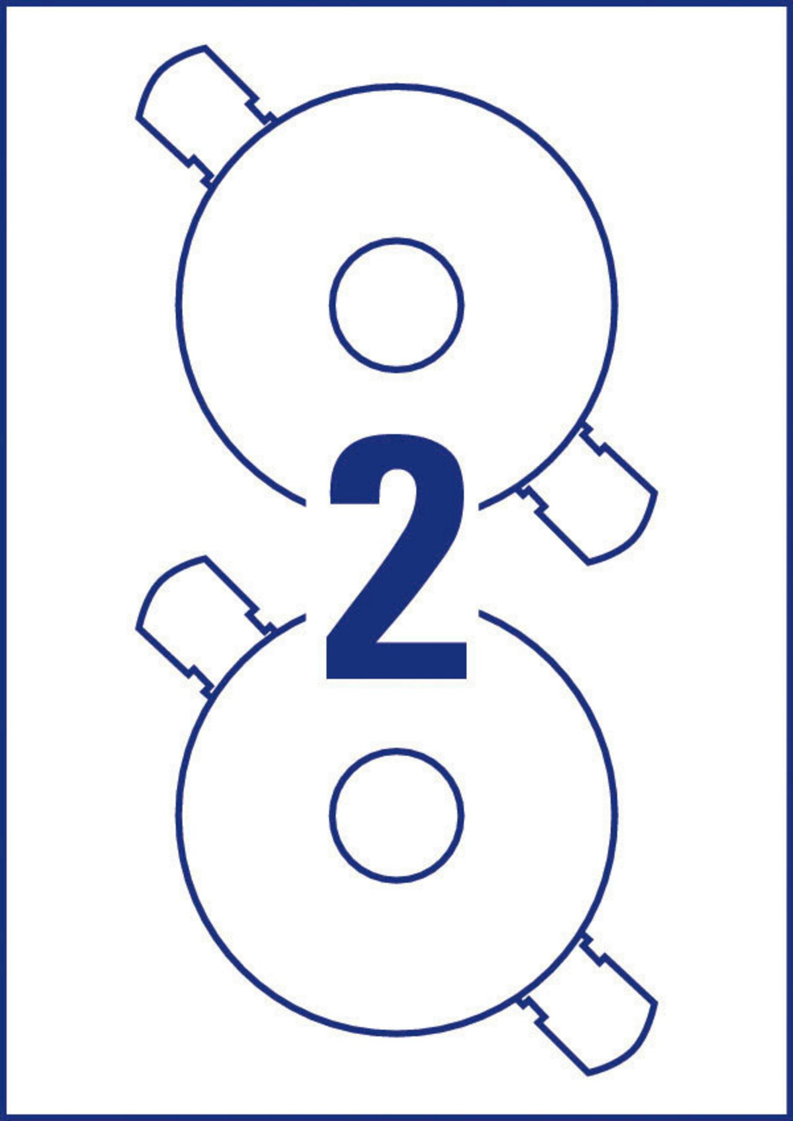 Blau-weißes Diagramm mit zwei Kreisen, jeweils mit einem kleineren Kreis darin, und der Zahl '2'.